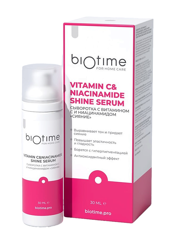 Сыворотка с витамином С и ниацинамидом Сияние для лица, 30 мл,  BioTime for home care