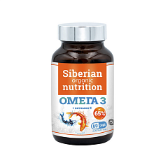 Омега-3 жирные кислоты 65% с витамином E, 60 капсул, Siberian organic nutrition 